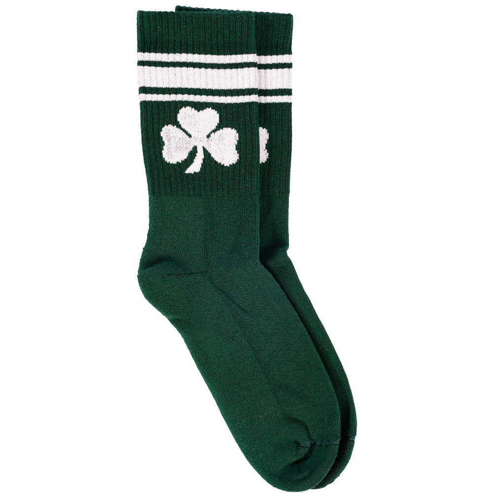 Dunkelgrüne Socken im Retro Stil Weiße Details am Bund oben