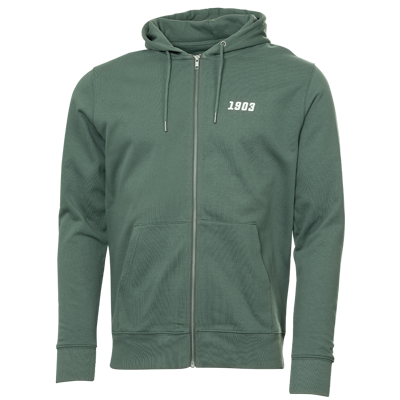 Kapuzenjacke in der Farbe salbeigrün 1903 in weiß auf der Brust
