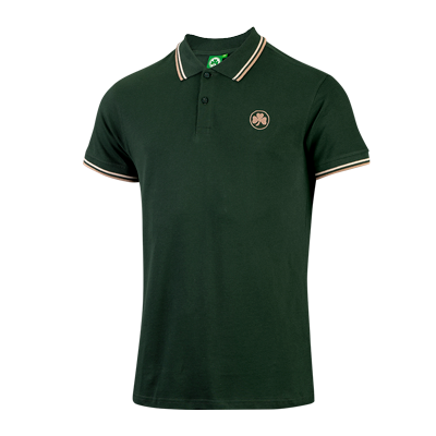 Polo Retro dunkelgrün mit Kleeblatt Logo auf der Brust