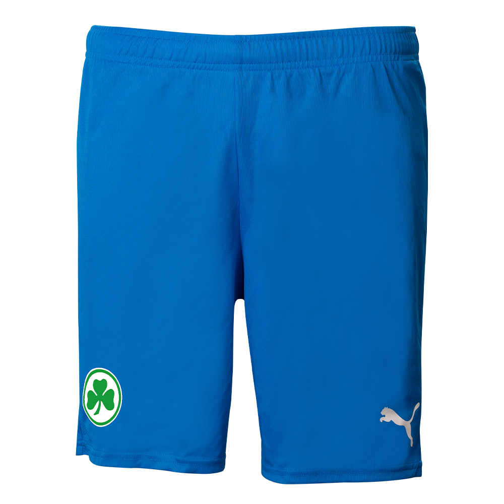offizielle Spielshort zum Torwart Outfit 2026/27 in der Farbe blau mit Kleeblatt Logo 