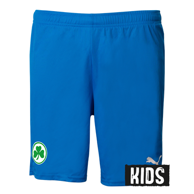 offizielle Spielshort zum Torwart Outfit 2026/27 in der Farbe blau mit Kleeblatt Logo 