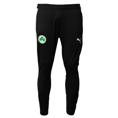 Trainingshose von Puma In der Farbe schwarz weiße Details an der Seite Mit Kleeblatt Logo