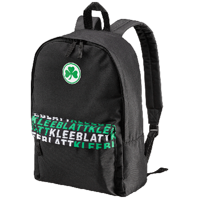 Schwarzer Rucksack Mit Kleeblatt Logo 