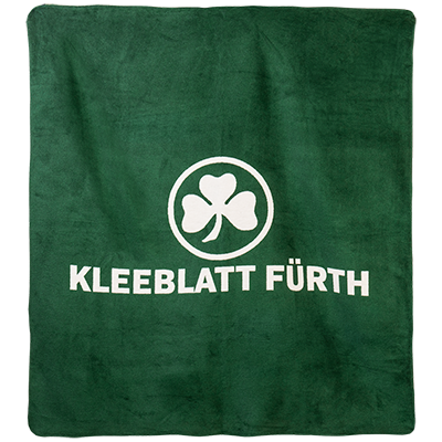 grüne Decke mit Kleeblatt-Logo und Schriftzug "KLEEBLATT FÜRTH" auf der Vorderseite