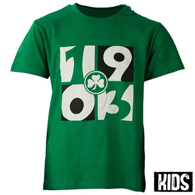 Grünes Shirt für die Kinder Design auf der Vorderseite mit "1903" und dem Kleeblatt Logo