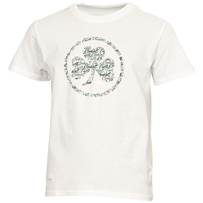 weißes Shirt für Kinder Kleeblatt Logo Design auf der Vorderseite