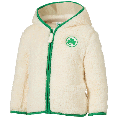 Weiß-grüne, kuschelige Teddy-Jacke